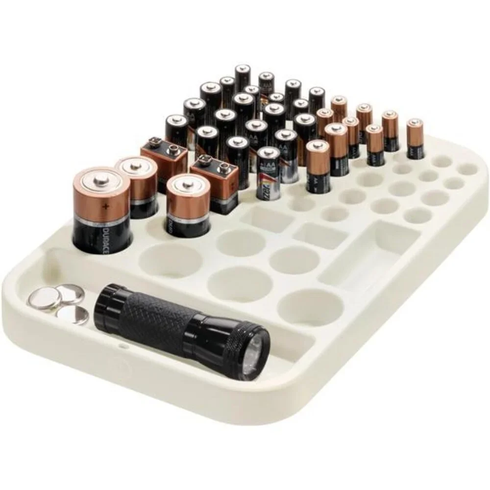 Recycled Plastic Battery Organizer Divided Tray Drawer Storage Coconut AA AAA